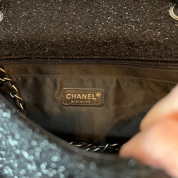 Chanel Vintage Black Patchwork Tweed Leather Classic Flap Shoulder Bag - Picture 6 of 10